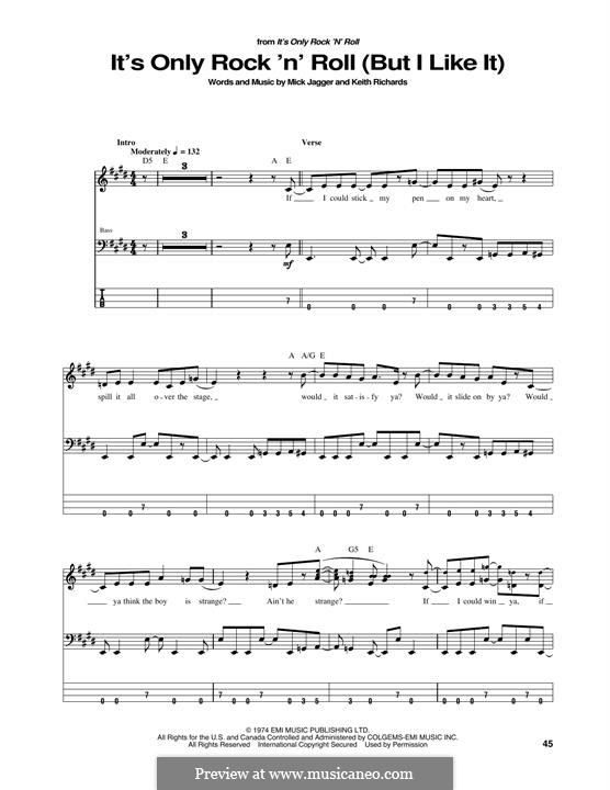 It's Only Rock 'n' Roll (But I Like It): Für Bassgitarre by Keith Richards, Mick Jagger