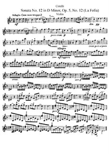 Sonate Nr.12 'La Folia': Solo Stimme by Arcangelo Corelli