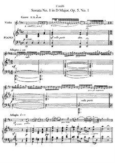 Sonate Nr.1: Bearbeitung für Violine und Klavier by Arcangelo Corelli