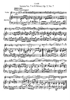 Sonate Nr.7: Bearbeitung für Violine und Klavier by Arcangelo Corelli