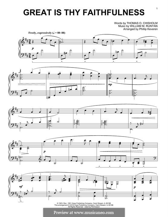 Great Is Thy Faithfulness: Für Klavier by William Marion Runyan