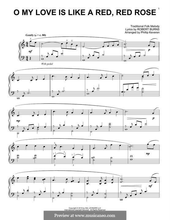 My Love is Like a Red, Red Rose: Für Klavier by folklore