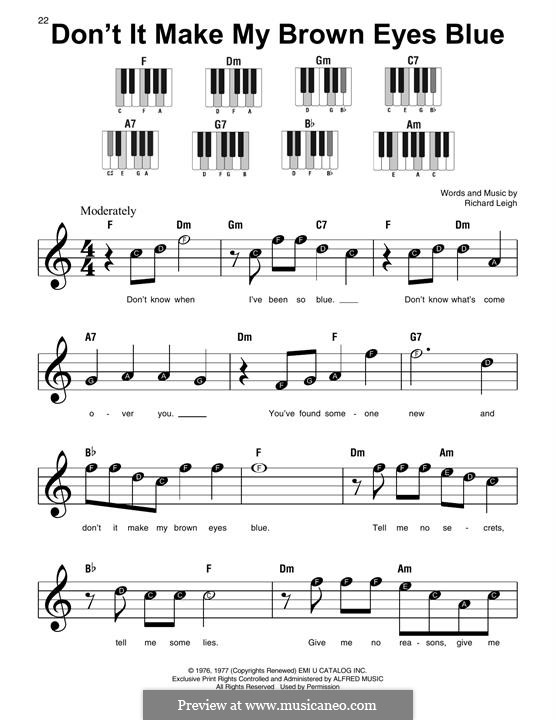 Don't It Make My Brown Eyes Blue (Crystal Gayle): Für Klavier by Richard Leigh