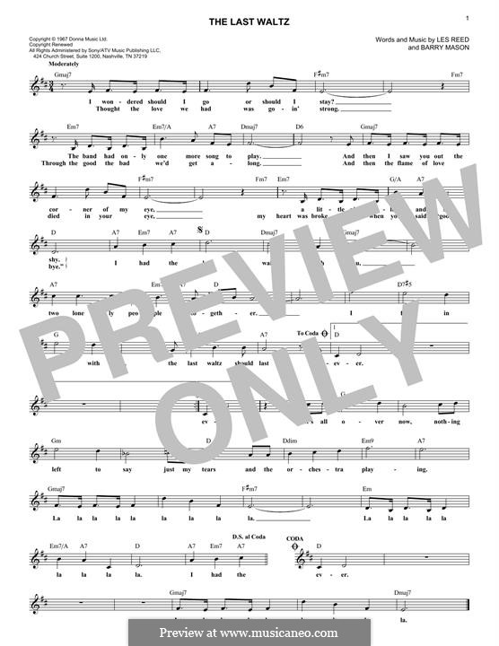 The Last Waltz: Melodische Linie by Barry Mason, Les Reed