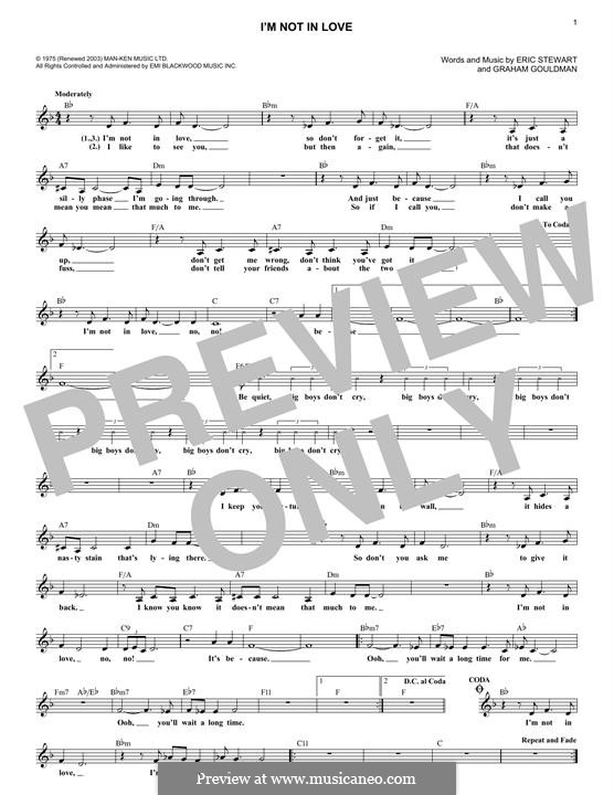 I'm Not in Love (10cc) von E. Stewart, G. Gouldman Noten auf MusicaNeo