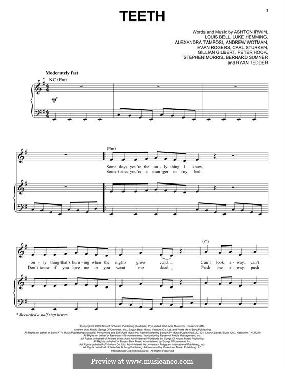 Seconds of summer teeth текст. Teeth 5 seconds of summer. Teeth 5 seconds текст. Teeth 5 seconds. Teeth ноты для фортепиано.