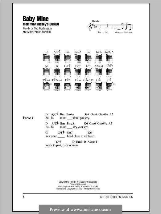 Baby Mine (from Walt Disney's Dumbo): Text und Akkorde by Frank Churchill