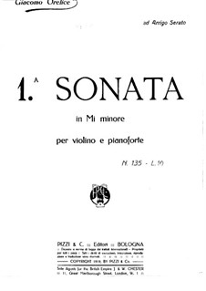 Sonate für Violine und Klavier Nr.1 in e-Moll: Solostimme by Giacomo Orefice