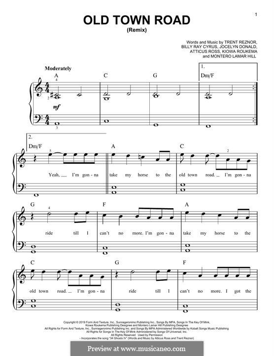 Old Town Road (Remix): Für Klavier by Atticus Ross, Trent Reznor, Jocelyn Donald, Billy Ray Cyrus, Kiowa Roukema