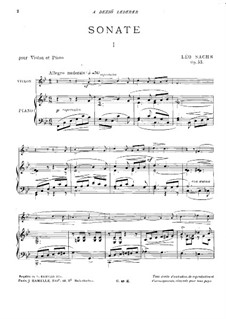 Sonate für Violine und Klavier, Op.33: Partitur by Léo Sachs