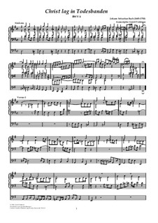 Christ lag in Todesbanden, BWV 4: Für Orgel by Johann Sebastian Bach