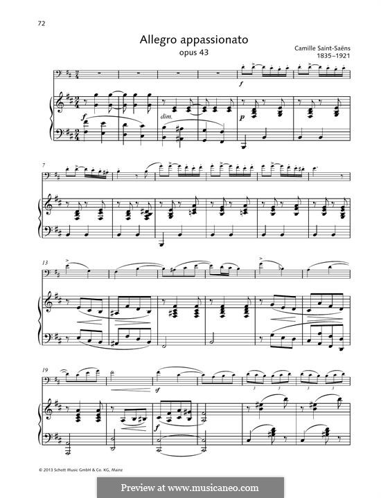 Allegro Appassionato, Op.43: Für Cello und Klavier by Camille Saint-Saëns