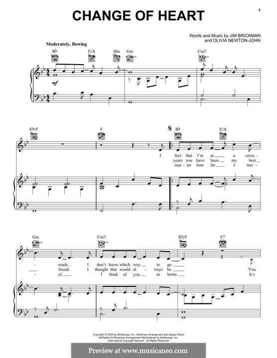 Change of Heart von J. Brickman, O. NewtonJohn Noten auf MusicaNeo
