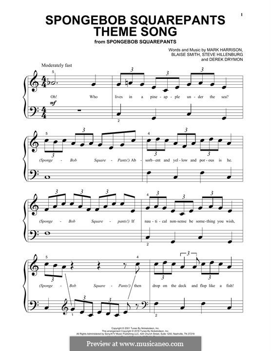 SpongeBob SquarePants Theme Song: Für Klavier by Blaise Smith, Derek Drymon, Mark Harrison, Steve Hillenburg