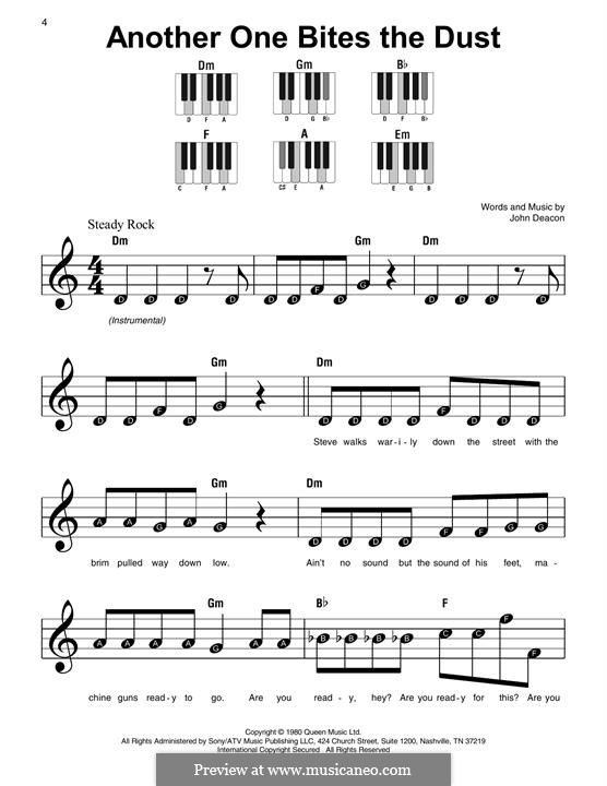 Another One Bites the Dust (Queen): Für Klavier by John Deacon
