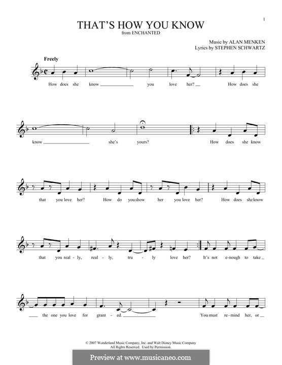 That's How You Know (from Enchanted): Melodische Linie by Alan Menken