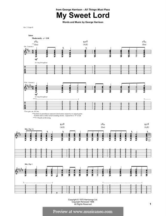 My Sweet Lord: Für Gitarre mit Tabulatur by George Harrison