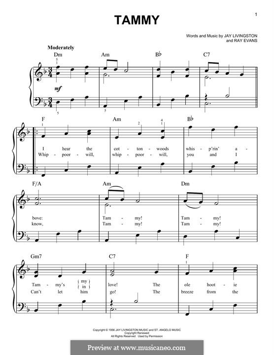 Tammy: Für Klavier by Jay Livingston, Raymond Evans