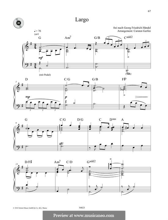 Largo (Ombra mai fu) printable score: Für Klavier by Georg Friedrich Händel