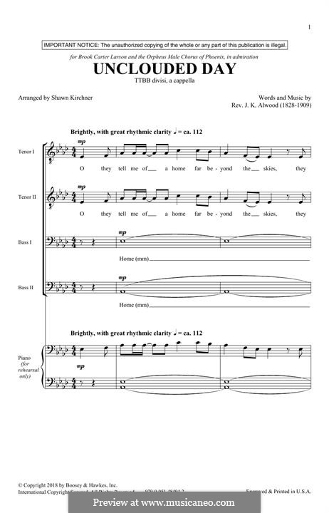 The Unclouded Day (from Heavenly Home: Three American Songs): Für Männerchor by J.K. Alwood