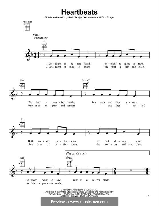 Heartbeats (Jose Gonzalez): Für Ukulele by Karin Dreijer Andersson, Olof Bjorn Dreijer