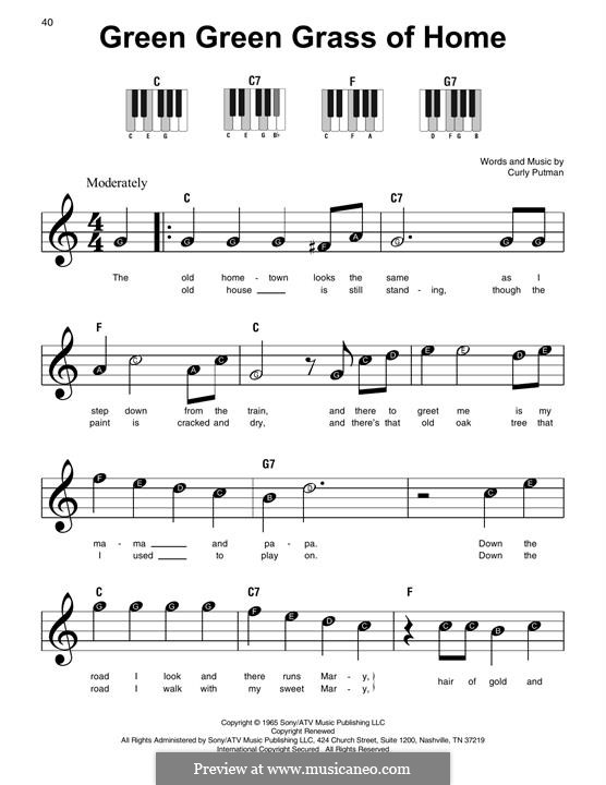 Green Green Grass of Home: Für Klavier (Elvis Presley) by Curly Putman