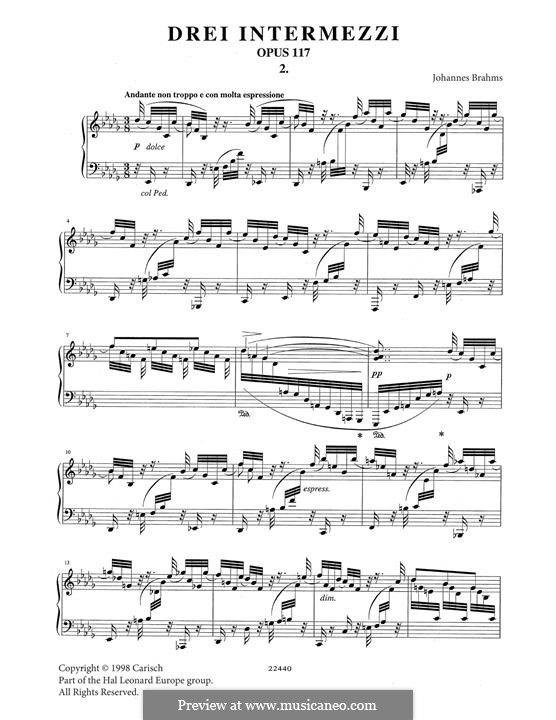 Drei Intermezzos, Op.117: Intermezzo No.2 by Johannes Brahms