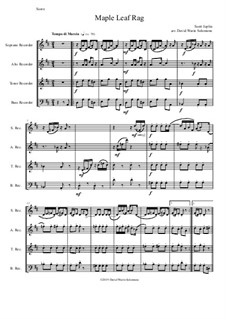 Maple Leaf Rag: For recorder quartet by Scott Joplin