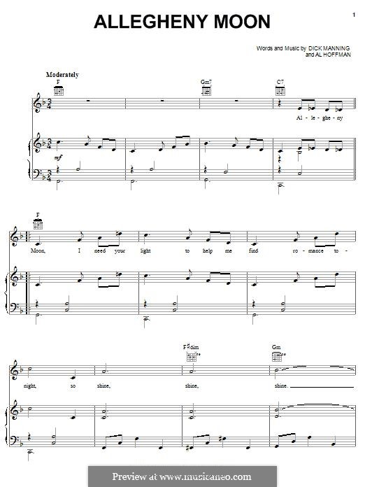 Allegheny Moon: Für Stimme und Klavier (oder Gitarre) by Al Hoffman, Dick Manning