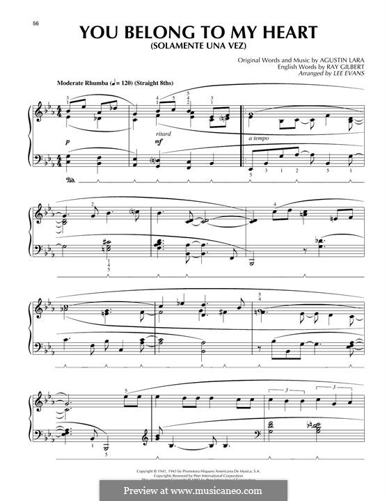 You Belong To My Heart Solamente Una Vez Von A Lara Auf Musicaneo fur klavier