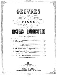 Tarantella, Op.14: Für Klavier, vierhändig by Nikolay Grigoryevich Rubinshtein