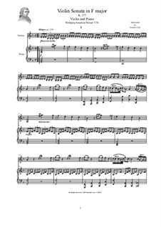 Sonate für Violine und Klavier Nr.25 in F-Dur, K.377: Partitur, Solostimme by Wolfgang Amadeus Mozart