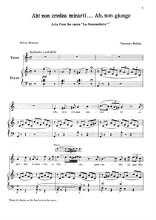 Ah! Non credea: Für Stimme und Klavier by Vincenzo Bellini