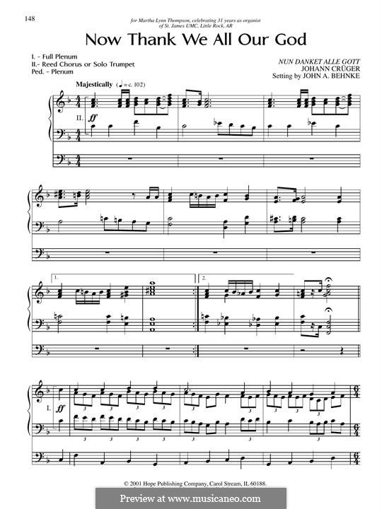 Now Thank We All Our God: Für Orgel by Johann Crüger