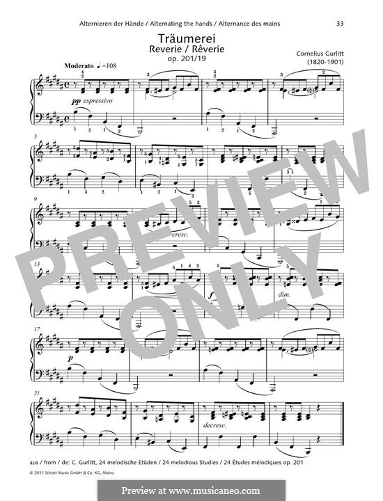 24 Etudes Melodiques, Op.201: No.19 Reverie by Cornelius Gurlitt