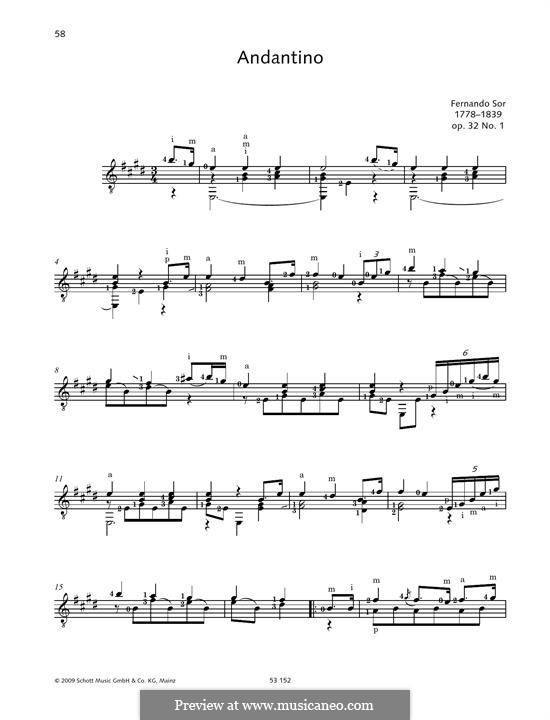 Sechs kleinen Stücke, Op.32: No.1 Andantino by Fernando Sor