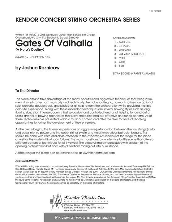 Gates of Valhalla (A Hero's Destiny): Vollpartitur by Joshua Reznicow