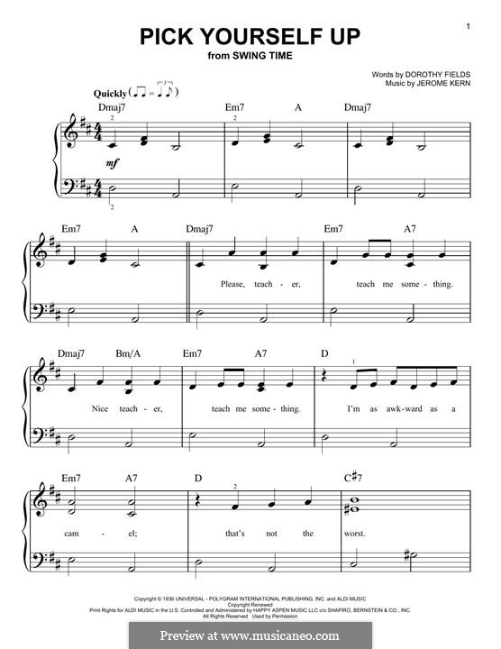 Pick Yourself Up (from Swing Time): Für Klavier, leicht by Jerome Kern