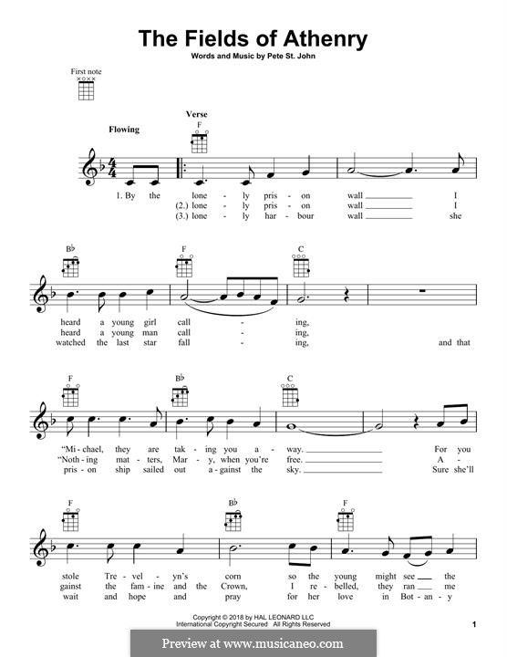 The Fields of Athenry: Für Ukulele by Pete St. John