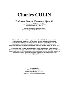 Solo de Concours No.3, Op.40: For 'C Melody' saxophone and piano by Charles Colin