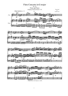 Konzert für Flöte und Orchester Nr.1 in G-Dur, K.313: Version for flute and piano – score and solo part by Wolfgang Amadeus Mozart