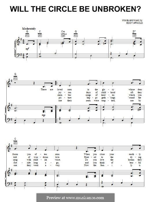 Will the Circle Be Unbroken: Für Stimme und Klavier (oder Gitarre) by Eddy Arnold