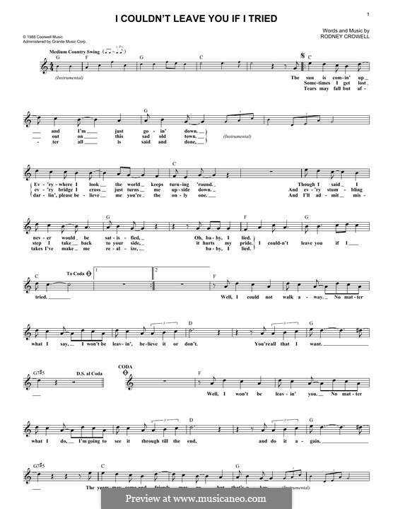 I Couldn't Leave You If I Tried von R. Crowell Noten auf MusicaNeo