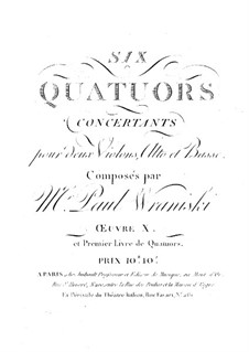 Sechs Streichquartette, Op.10: Völlstandiger Satz by Paul Wranitzky