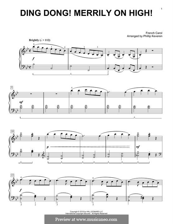 Ding Dong! Merrily on High (Printable Scores): For piano (classical version) by folklore