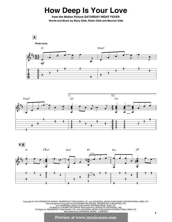 How Deep Is Your Love (The Bee Gees): Für Gitarre by Barry Gibb, Maurice Gibb, Robin Gibb