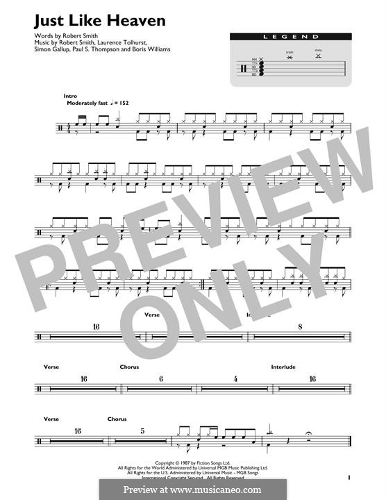 Just Like Heaven (The Cure): Drum set by Boris Williams, Laurence Tolhurst, Porl Thompson, Robert Gary Smith, Simon Gallup
