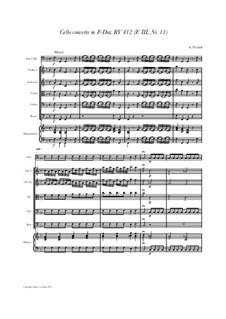 Concerto for Cello and Strings in F Major, RV 412: Score and all parts by Antonio Vivaldi