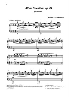 Altum Silentium, Op.04: Für Klavier by Elena Nikolaevna Anisimova