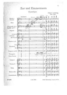 Zar und Zimmermann, LoWV 38: Ouvertüre. Partitur by Albert Lortzing